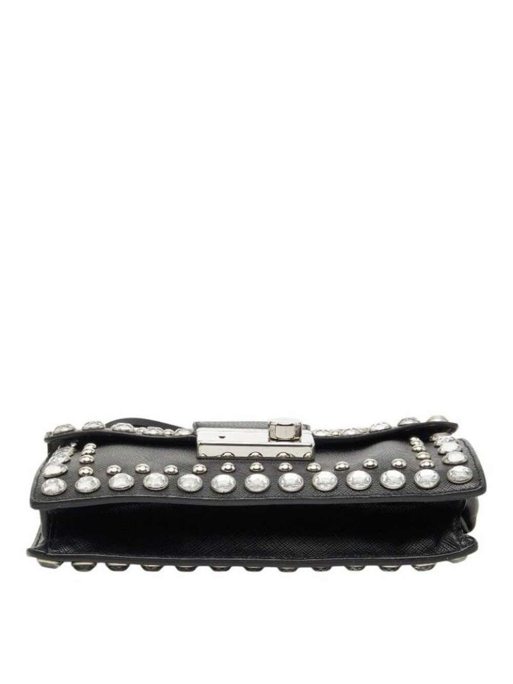Prada Studded 2-Way Shoulder Bag Black Saffiano Leather Visual - Picture 3 of 9